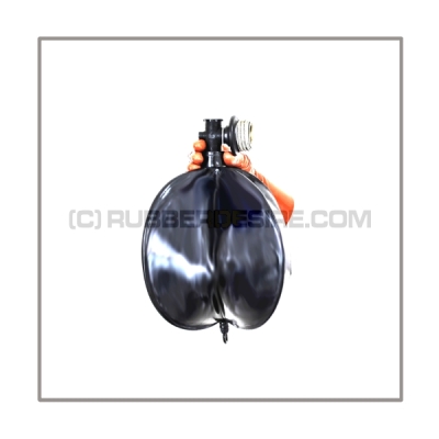 Rebreathing bag RB-W6 with angled gasmaskthread-port, breathingreduction-adaptor and 6 litre volume